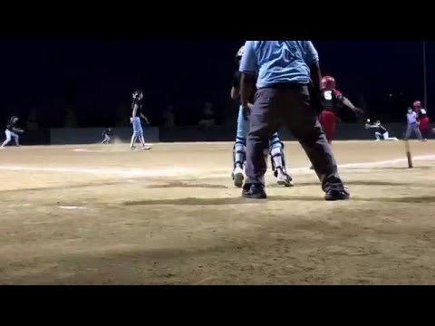 Corissa almost takes 2nd baseman's glove off