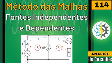 Aula 114 - Método das malhas - Análise de circuitos em CA com fontes independentes e dependentes