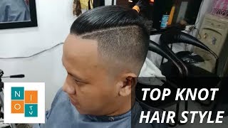 Top Knot hairstyle| With hard part | Belajar potong rambut | Nio Tv
