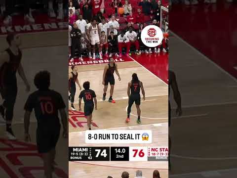 Eight straight to steal it 😱 #miami #collegebasketball #accbasketball #basketball #gocanes