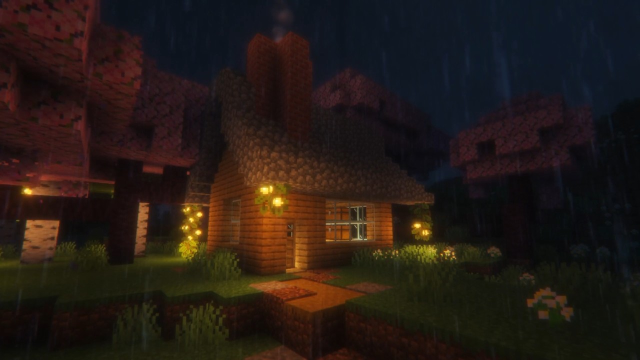 first cozy minecraft house 🌧️ relaxing rain & peaceful music - YouTube