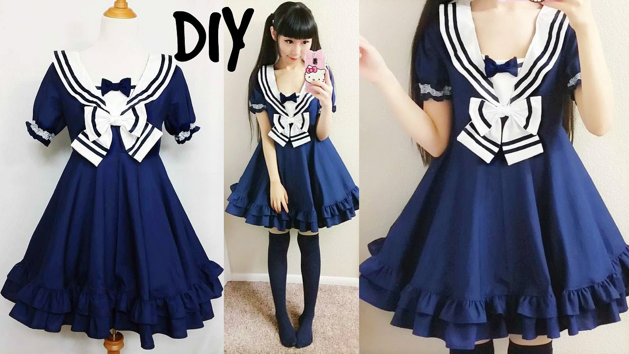 DIY Easy Navy Sailor Dress (Short Sleeves) Step by Step with Pattern \u0026 Pattern Making