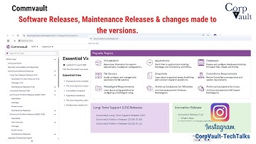 #Commvault Software Releases, Maintenance Releases & Changes made in the versions (For Beginners)