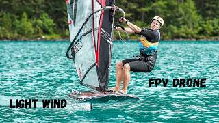 Really light wind IQFoil filmed by a FPV Drone