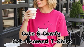 Cute and Comfy Cartoon Cat Deep Pink T Shirt - Mitty Women's Clothing screenshot 5