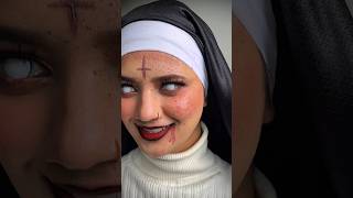 🥶SCARY😱 Halloween look #halloweenmakeuplook #thenun #nunmakeup Nun makeup look
