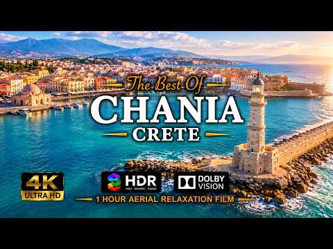 CHANIA, CRETE 🇬🇷 Χανιά | 1 Hour Aerial Relaxation Film | 4K HDR | Greece
