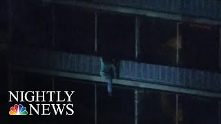 Video Shows Man Scaling Quickly Down 19-Story Philadelphia High-Rise During Fire | NBC Nightly News