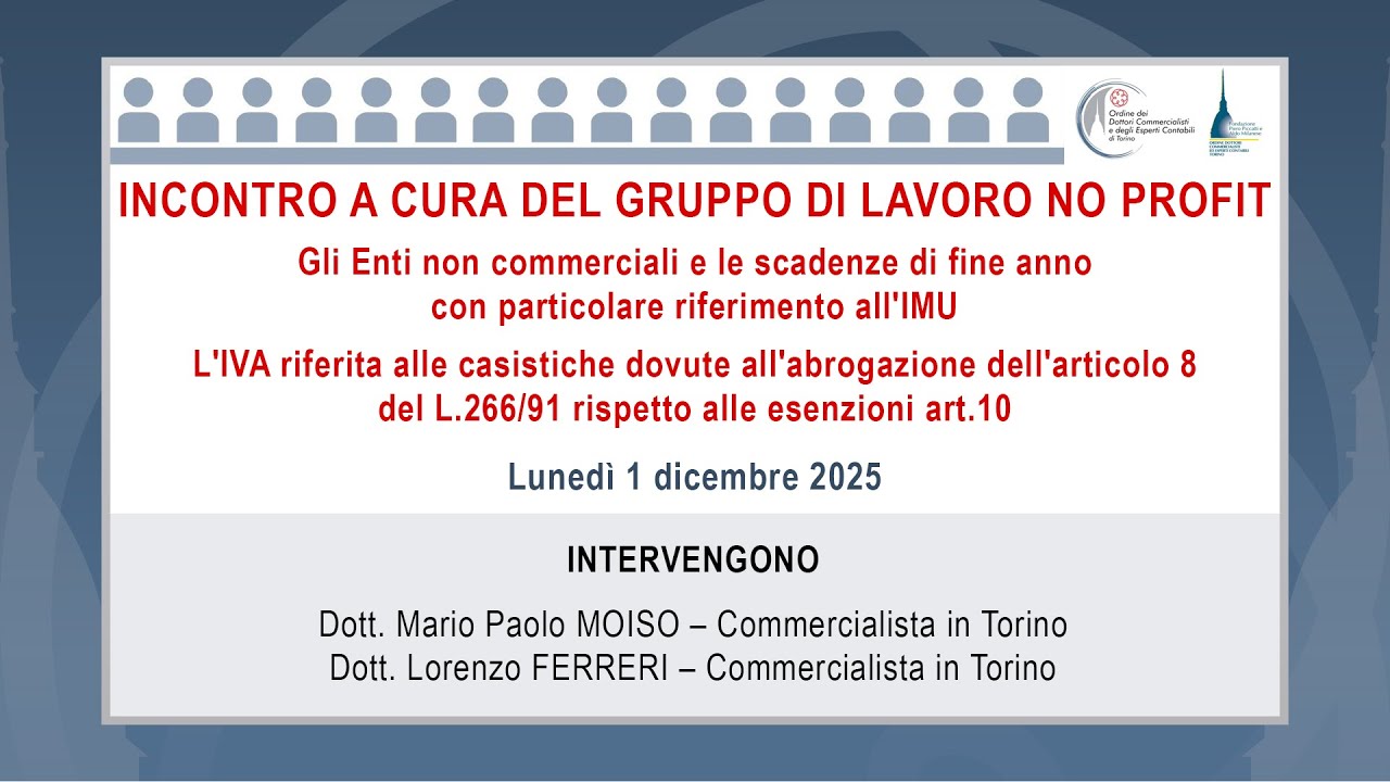 Incontro a cura del Gruppo di Lavoro Non Profit