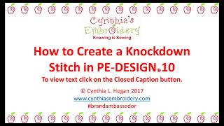 Creating a Knockdown Stitch in PE-DESIGN® 10