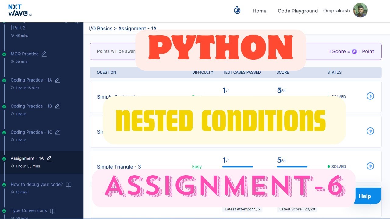 ASSIGNMENT-6 | Nested Conditions | Nxtwave - YouTube