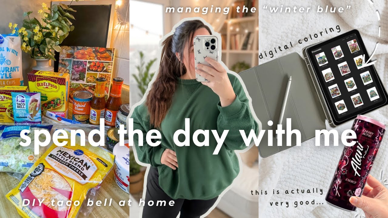day in my life 🤎 life chat, new alani, digital coloring, reading update, Kroger haul + taco night! 