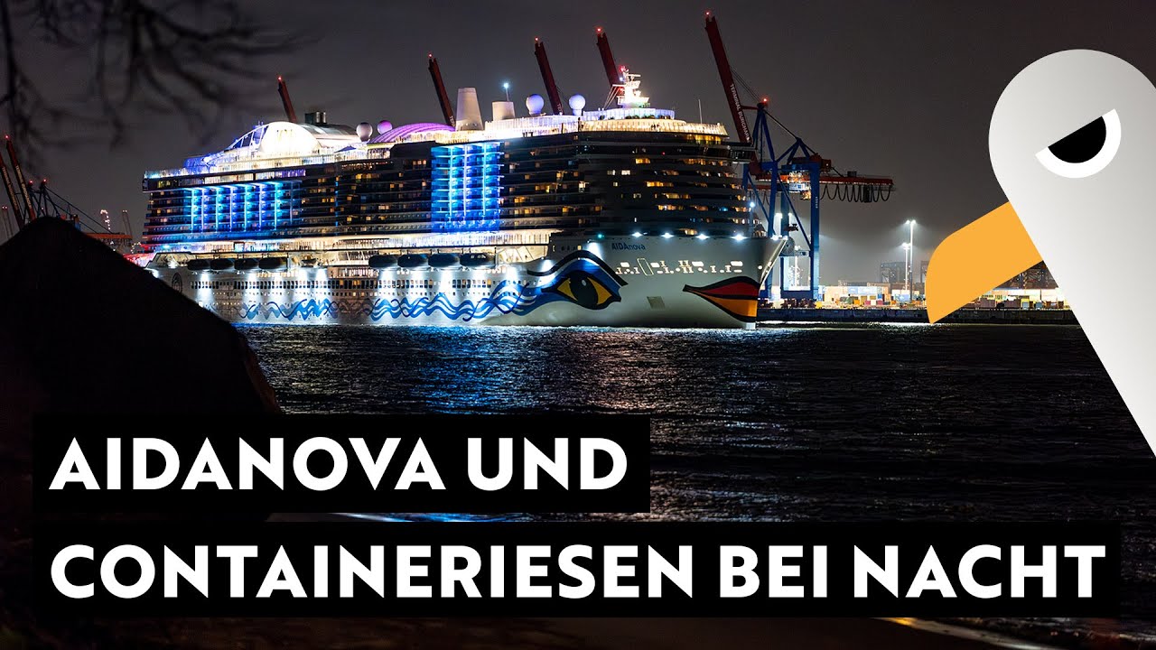 AIDAnova 🛳️ und Containerschiffe 🚢 Hafenflair bei Nacht ⚓️ Hamburg Hafen Live