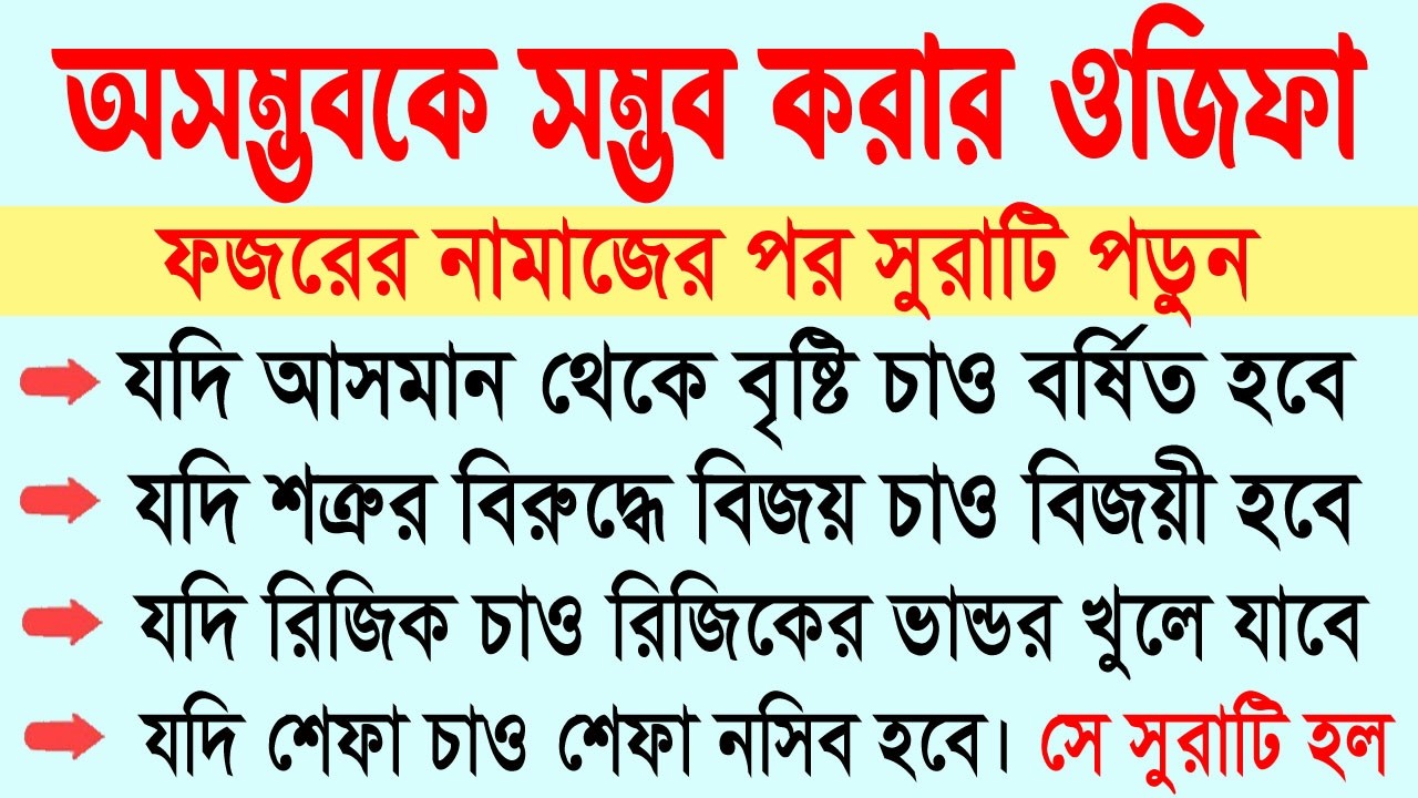 ফজরের নামাজের পর এই সুরাটি আপনার সকল আশা পুরণ করে দিবে । পাওয়ারফুল নববী ওজিফা।