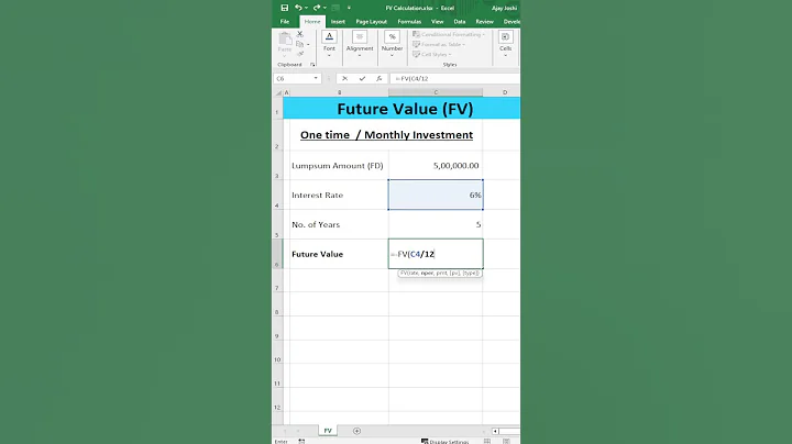 Future value calculation in excel | fv in excel