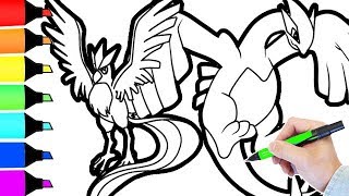 Pokemon Coloring Pages Lugia and Articuno friends I Fun Colouring video for kids