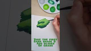 Tutorial | Paint Grass PT. 1🌿 #ghibli #tutorial #paint #howto #howtopaint #gouache