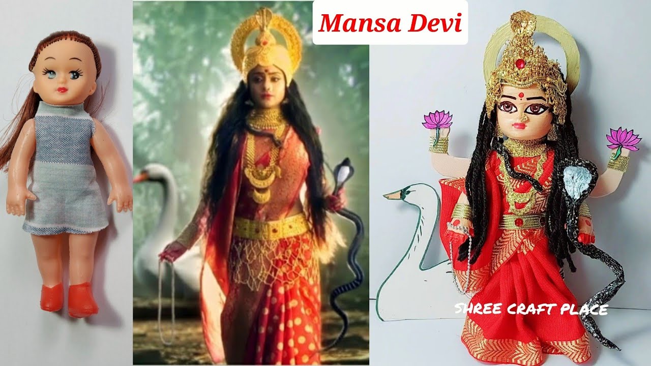 Mansa Devi's Makeover on doll/Inspired from tv serial 'Shree Ganesha'/मनसा देवी का स्वरूप बनाए