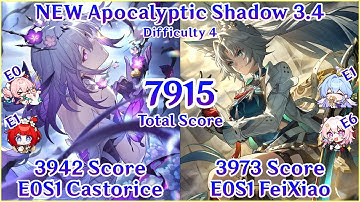 NEW Apocalyptic Shadow - E0S1 Castorice x E0S1 FeiXiao 7915 Total Score Clear | Honkai Star Rail 3.4
