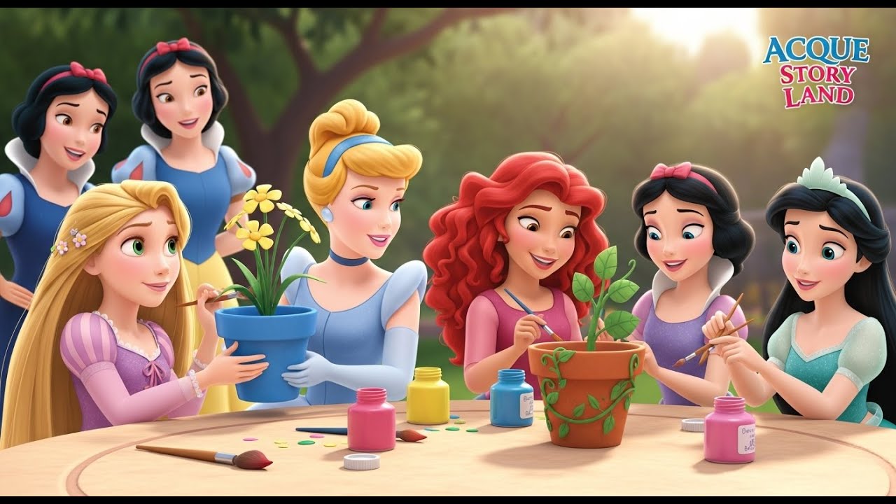 Cinderella × Rapunzel – Painting Flower Pots Together | Bedtime Story for Kids