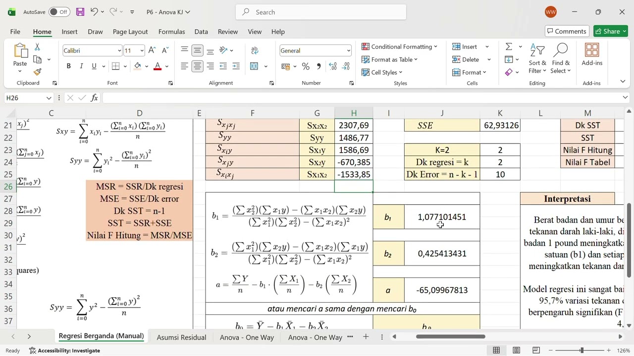 P6 - Regresi Berganda, Analisis Residual dan Anova Klasik (One Way & Two Way)