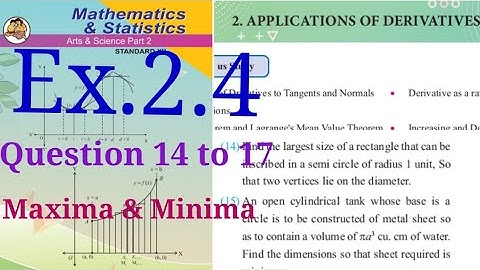 Exercise 2.4,HSC,12th Maths2,question 14 to 17,Application of Derivative, maxima, minima, 2020