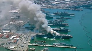 RAW VIDEO: Fire on US Navy ship in San Diego (KGTV)