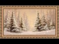 Winter Trees Snow Falling Vintage Oil Painting Gold Frame TV Art 4k Screensaver With Music