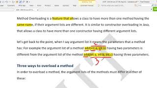 OOP WK 04 Video 6 Method overloading in java