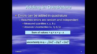 Information ATSC 240 Random Error & Quadrature Update