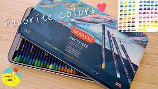 【ダーウェント水彩色鉛筆 インクテンスペンシル 72色セット】大好きな色を確認していくの巻【Derwent 】4K