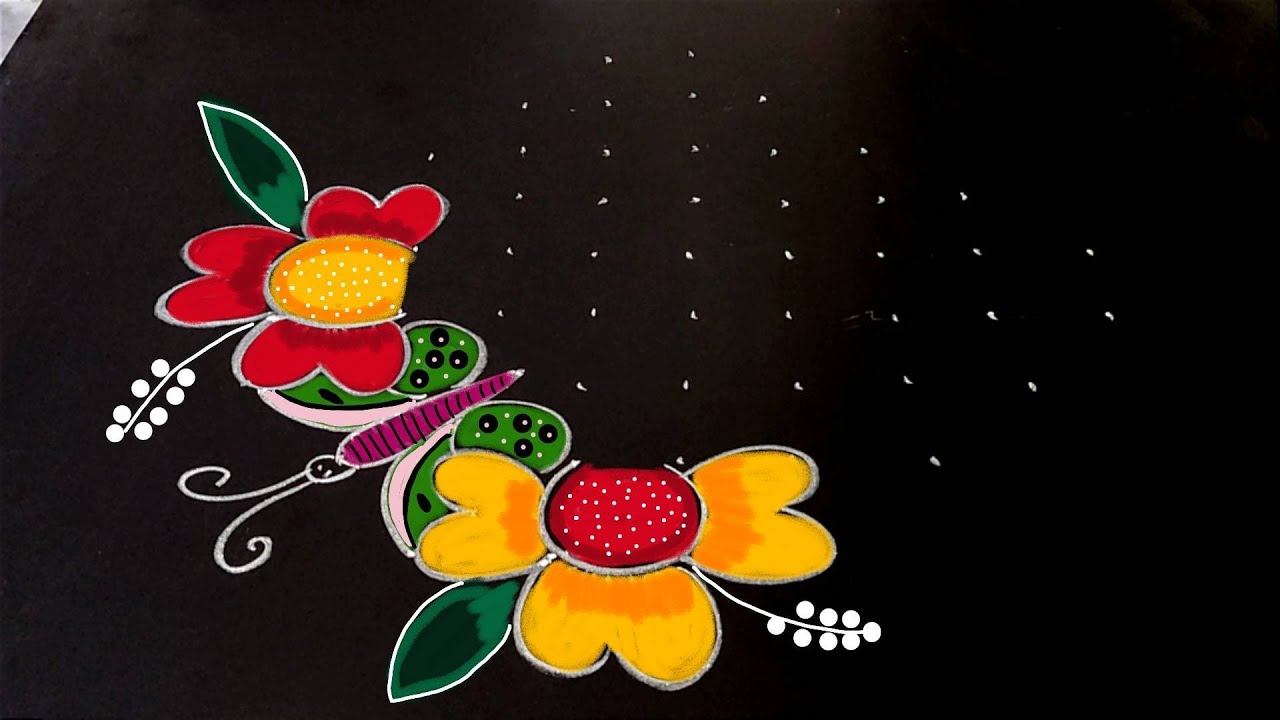 simple daily rangoli designs//10_2//flower rangoli//easy kolams ...