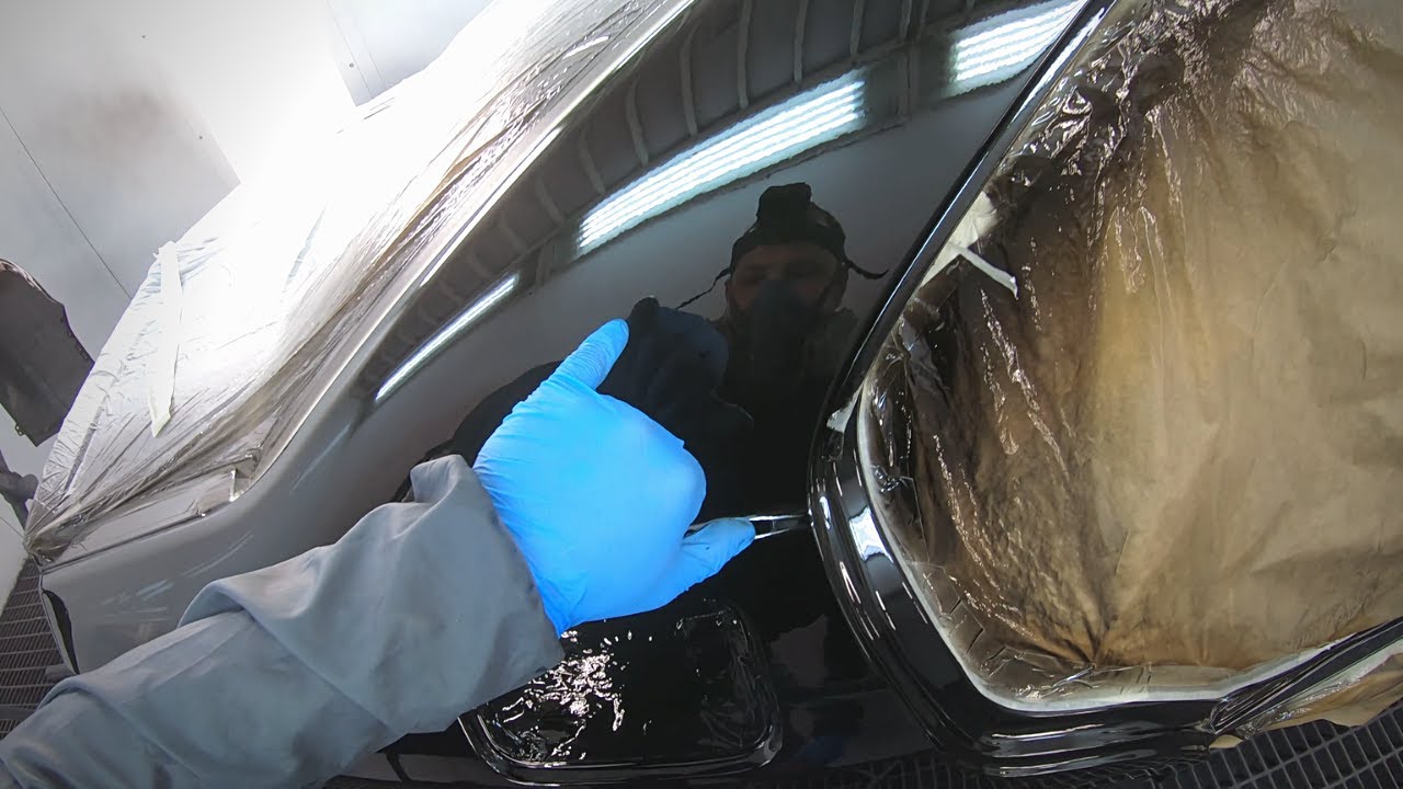 Car painting Mercedes Benz Black Mirror Spray gun Anest Iwata Clear