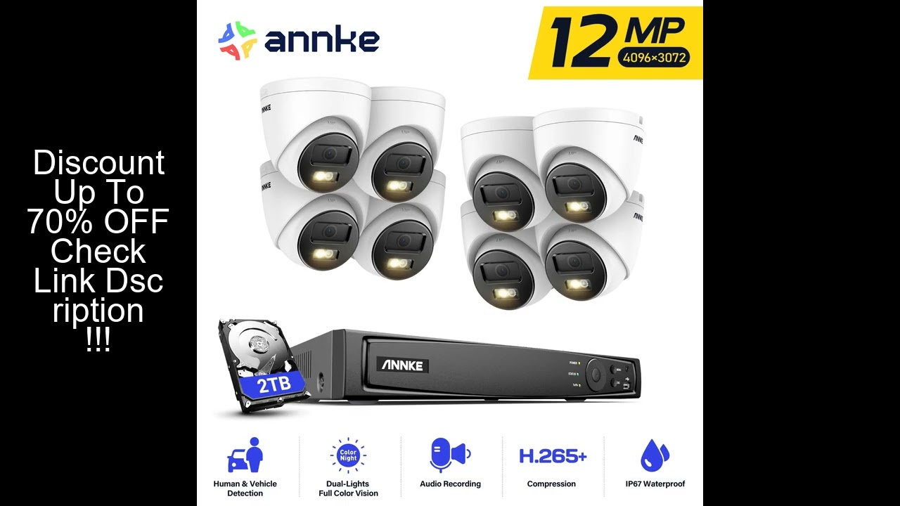 ANNKE 12MP Smart Dual Light Camera Kits Security Cam 8CH NVR 8PCS POE Camera Outdoor CCTV Video Surv