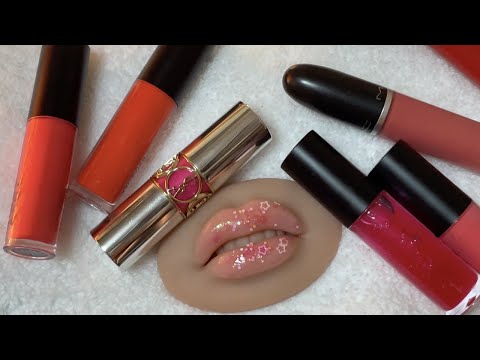 ASMR | 👄하늘아래 같은 색은 없다 모형에 10가지 비슷한 컬러의 립스틱바르기/ 입소리