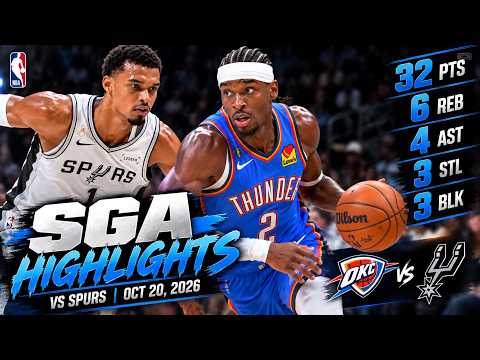 SGA DROPS 32 vs Spurs! 🔥 | Shai Gilgeous-Alexander Highlights (Oct 20, 2026)