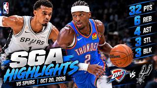 Details SGA DROPS 32 vs Spurs! 🔥 | Shai Gilgeous-Alexander Highlights (Oct 20, 2026) News