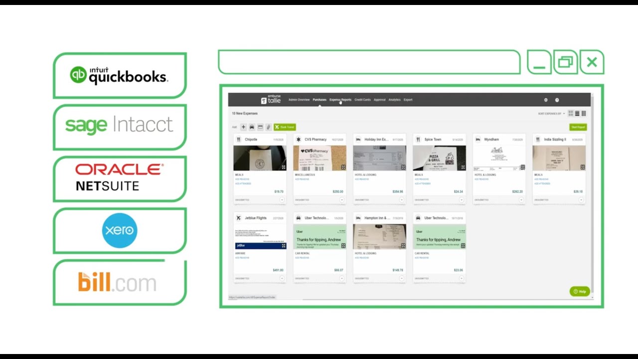 See how Tallie integrates with QuickBooks, Sage Intacct, Oracle