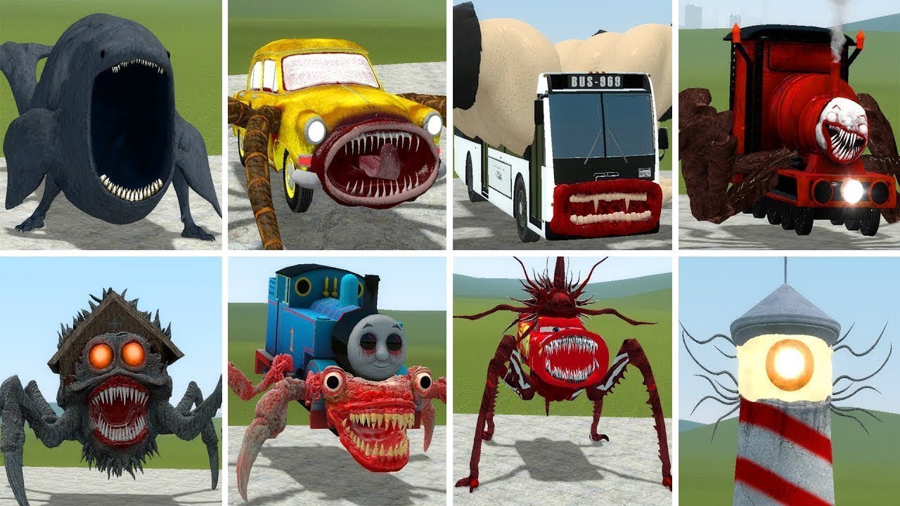 OLD AND NEW UPDATE: THE BLOOP, CAR EATER, BUS EATER BUILDING, HOUSE HEAD, TRAIN EATER IN GMOD !!