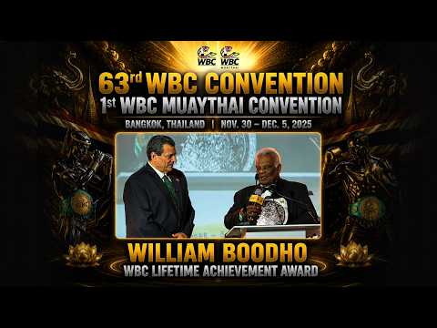 William Boodho Receives WBC Lifetime Achievement Award | 63rd WBC Convention | Thailand 2025