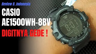 Review Jam Tangan CASIO AE1500 AE1500WH 8BV Negative Display ( B. Indonesia ) Close Up Detail Shot