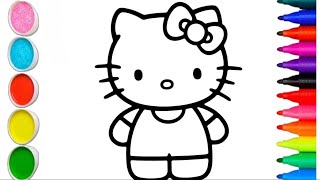 Hello Kitty Drawing,Painitng and Coloring for Kids & Toddlers,Hello Kitty Easy Drawing Tutorial