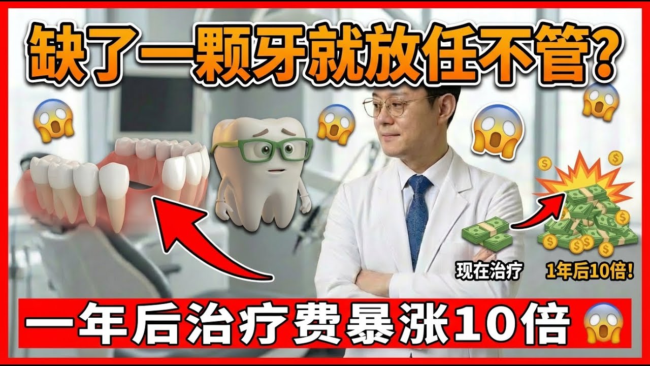 缺一颗牙不管，整口牙遭殃！😱 牙医警告：后果比你想的可怕 (多米诺效应) #种植牙