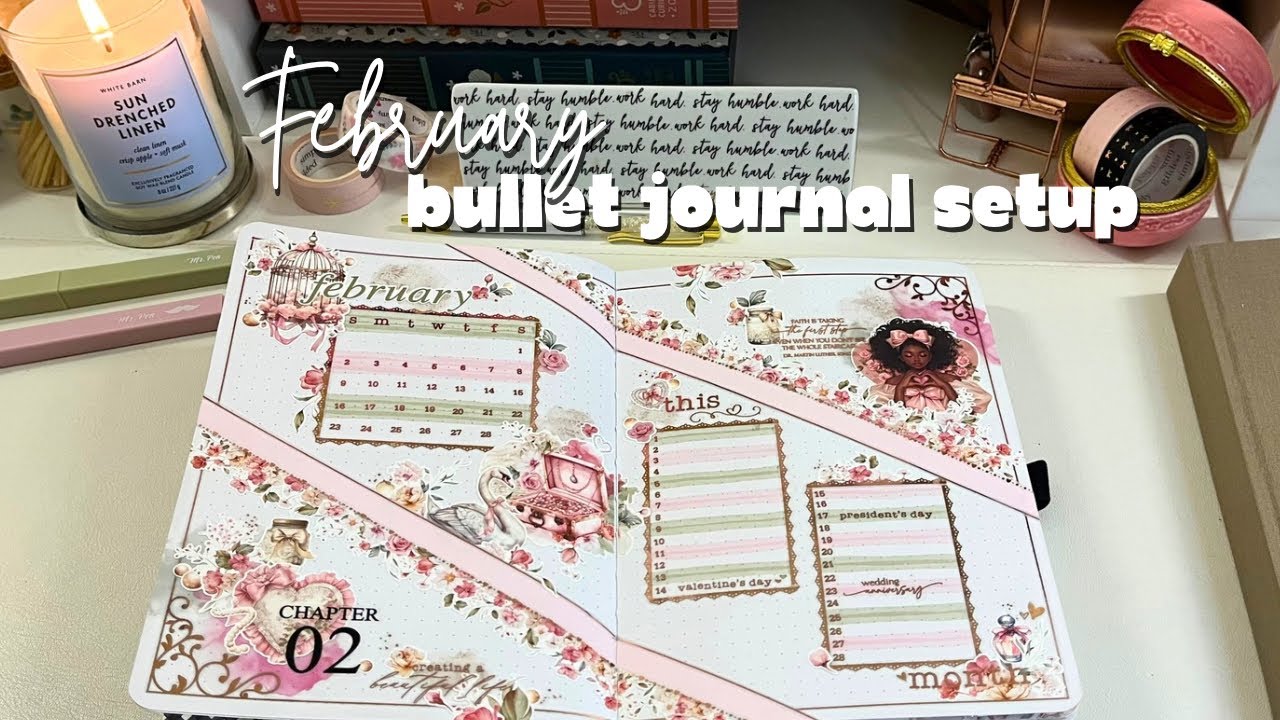 Настройка Bullet Journal на февраль 2025 г. | Никаких рисунков, только ведение дневника наклейками!