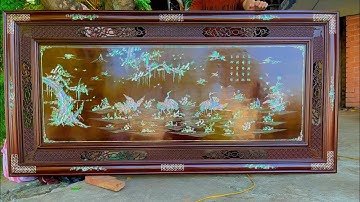 Báo giá bức tranh khảm ốc Tùng hạc diên niên kt 107x217 cm LH 0945551382