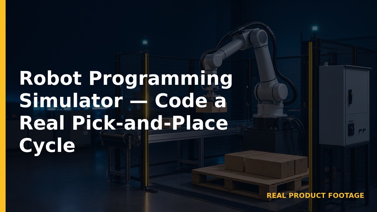 Robot Programming Simulator — Code a Real Pick-and-Place Cycle