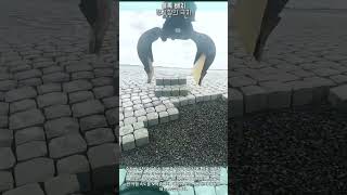 굴착기 특수 집게를 이용한 콘크리트 블록 배치 작업 #Machine #Construction #Process