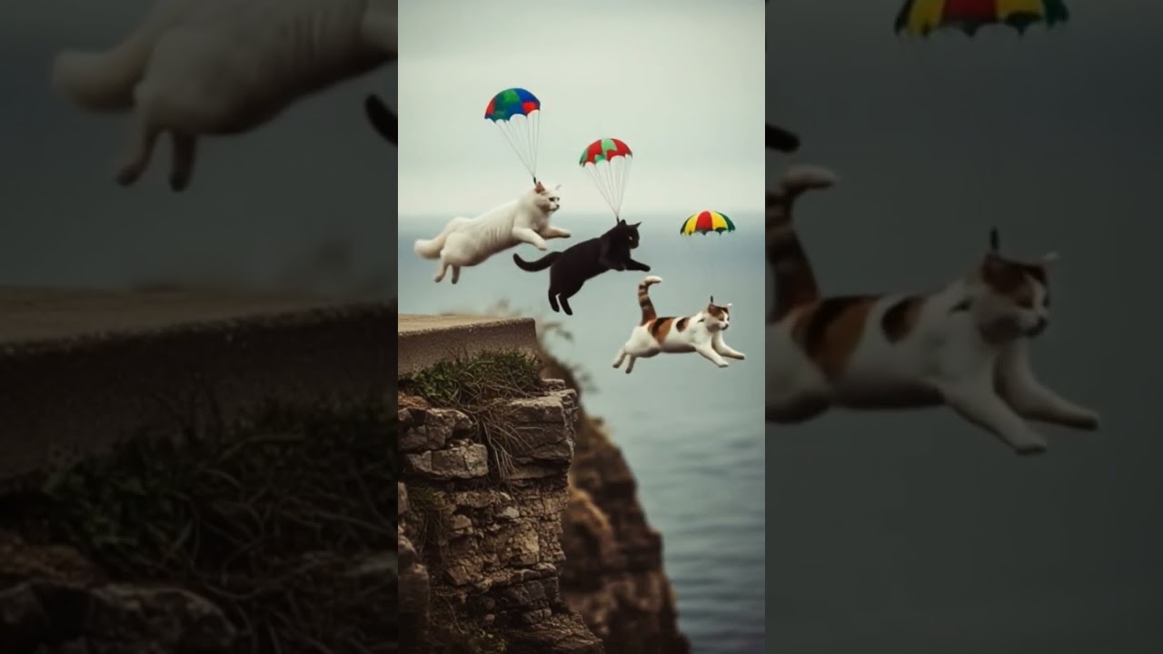 omg funny cats jumping off cliff 🤣 😂