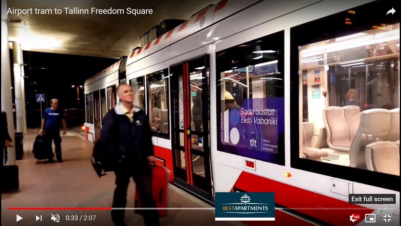 Tallinn Airport Tram To Freedom Square In The Evening Youtube
