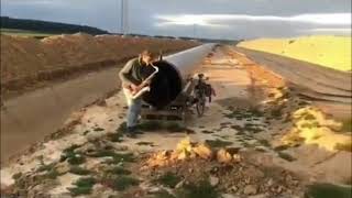 Man Sing At Saxophone At The End Of A Tunel Reverbed
